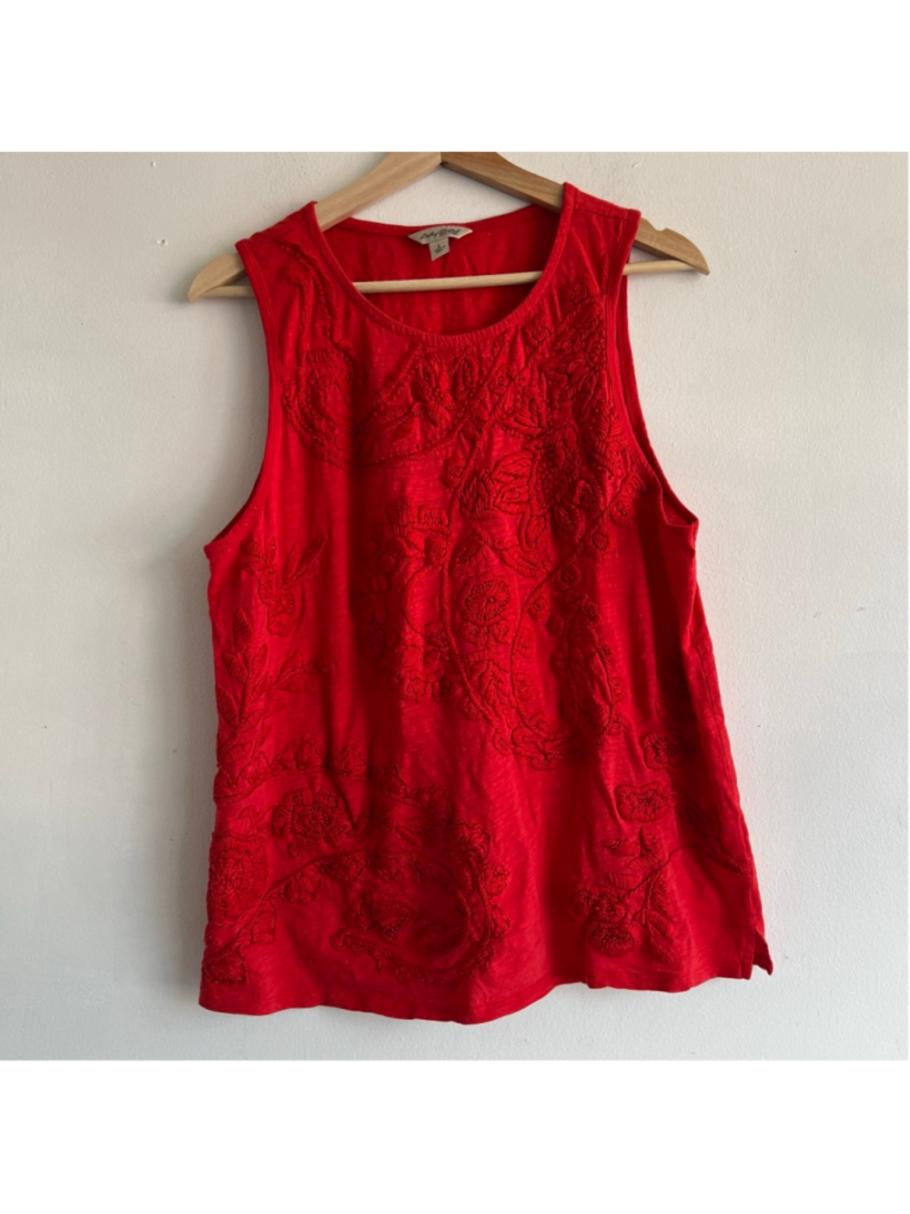 Lucky Brand Red Embroidered Tank Top L